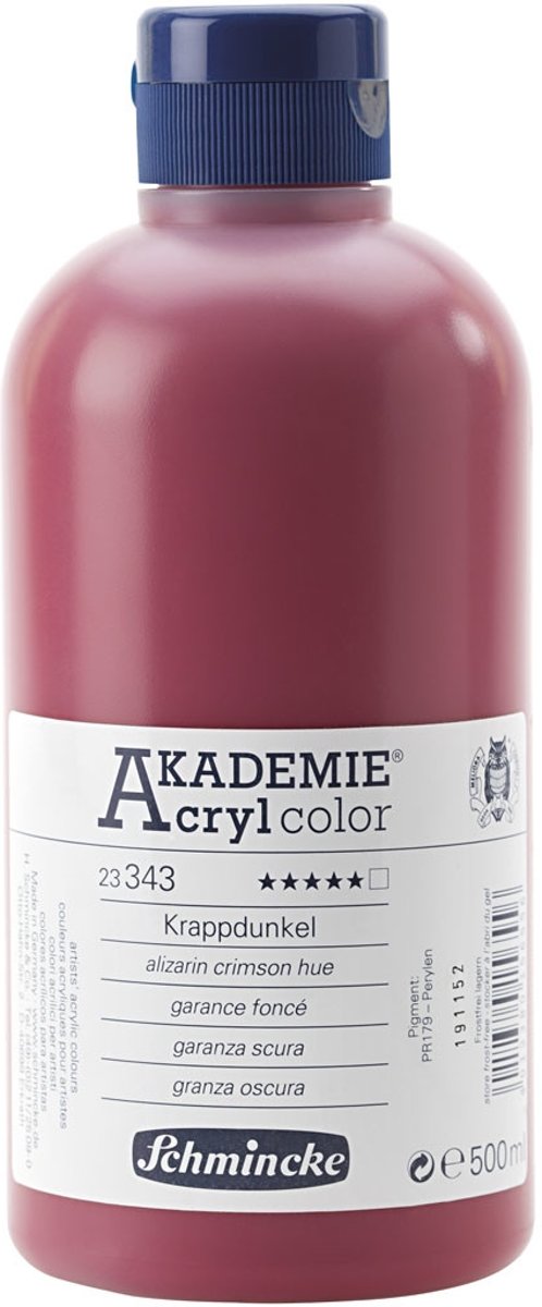 Schmincke AKADEMIE® Acryl color , alizarin crimson hue (343), transparent, , 500ml [HOB-31864]